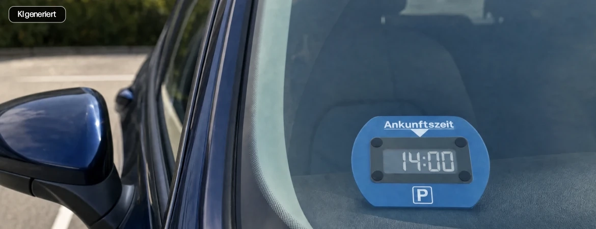 © Krasula - Autos stehen auf der Straße im Stau - Elektronische Parkscheibe im Auto | © KI generiert